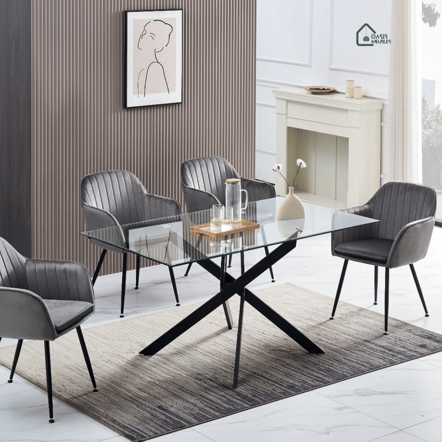 Table Repas Jessica Rectangle Metal Noir