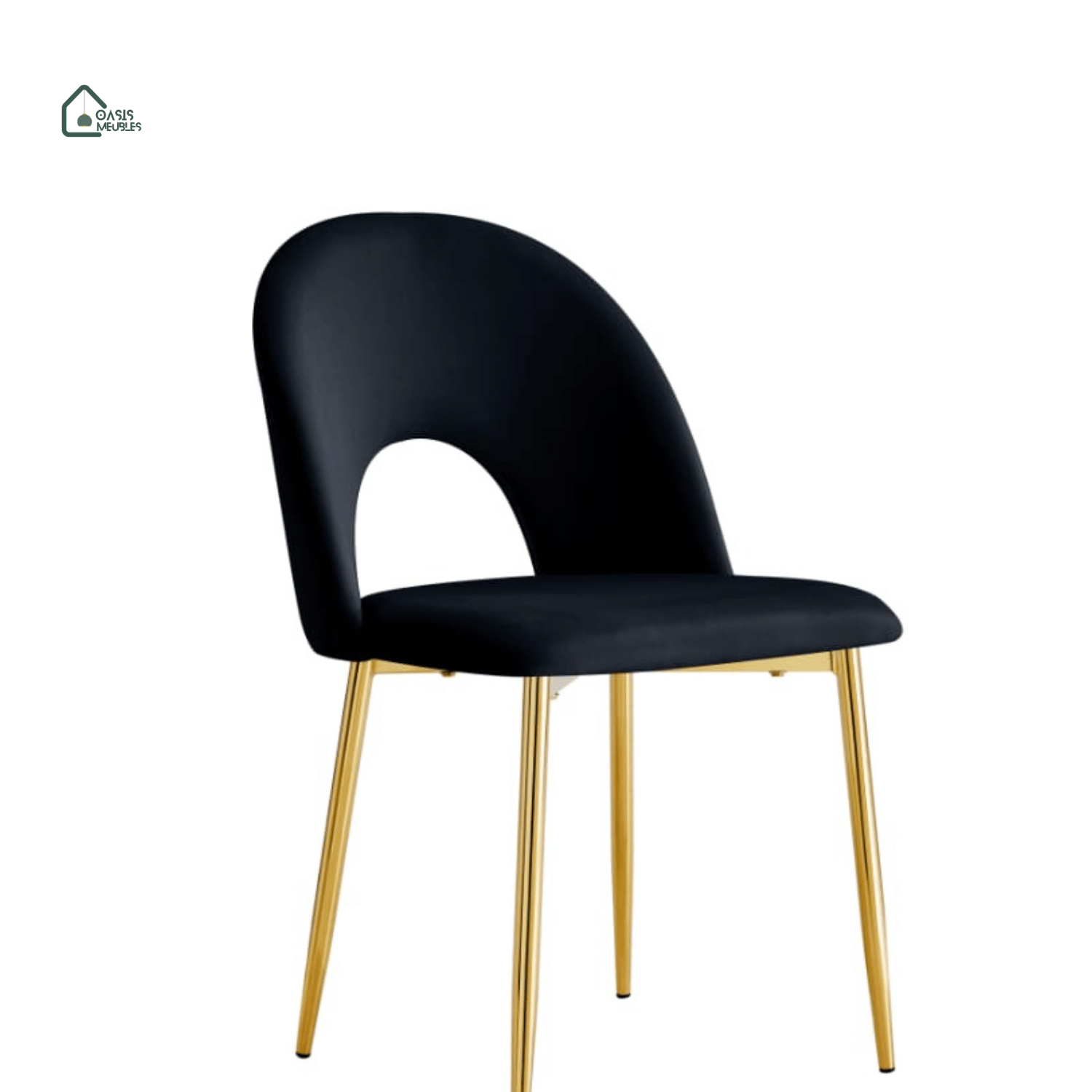 Chaise Teddy Noir Pied Gold