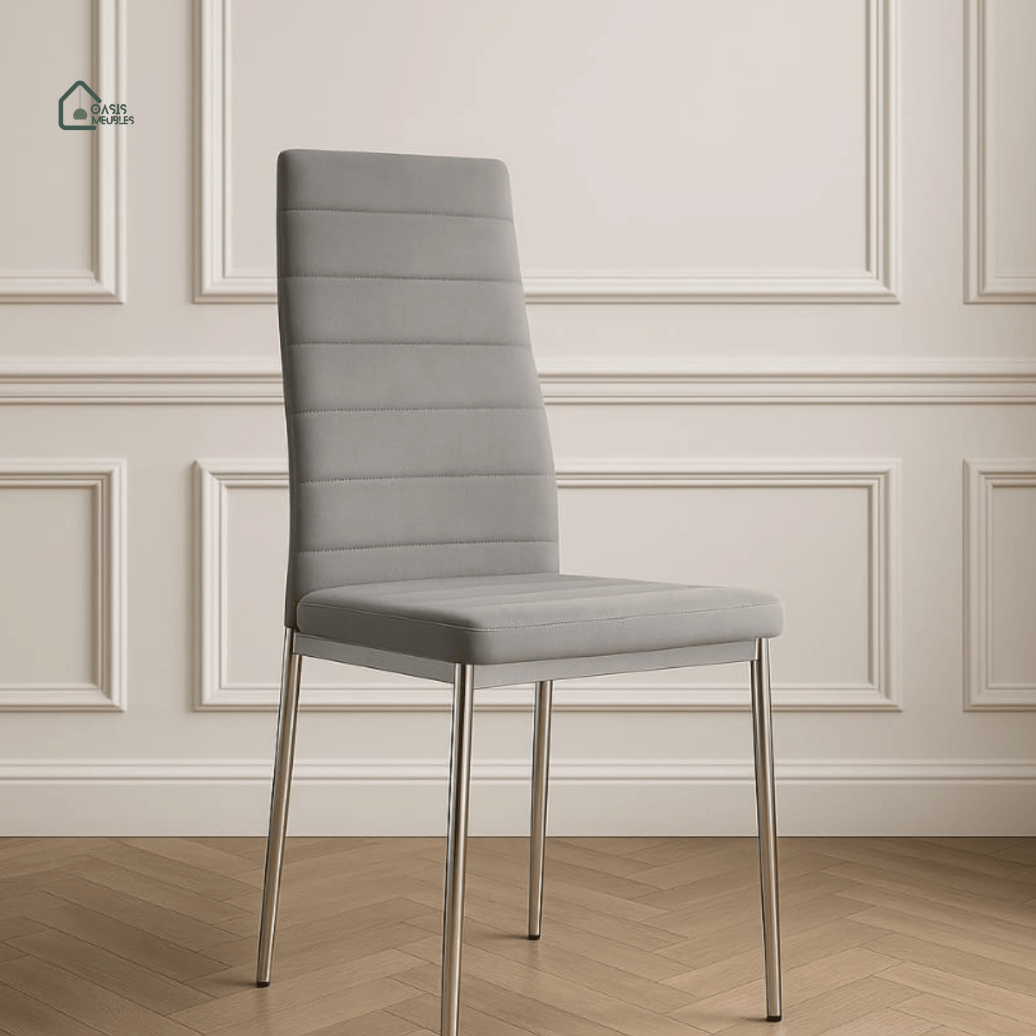 Chaise Tolia Chrome Velours Gris